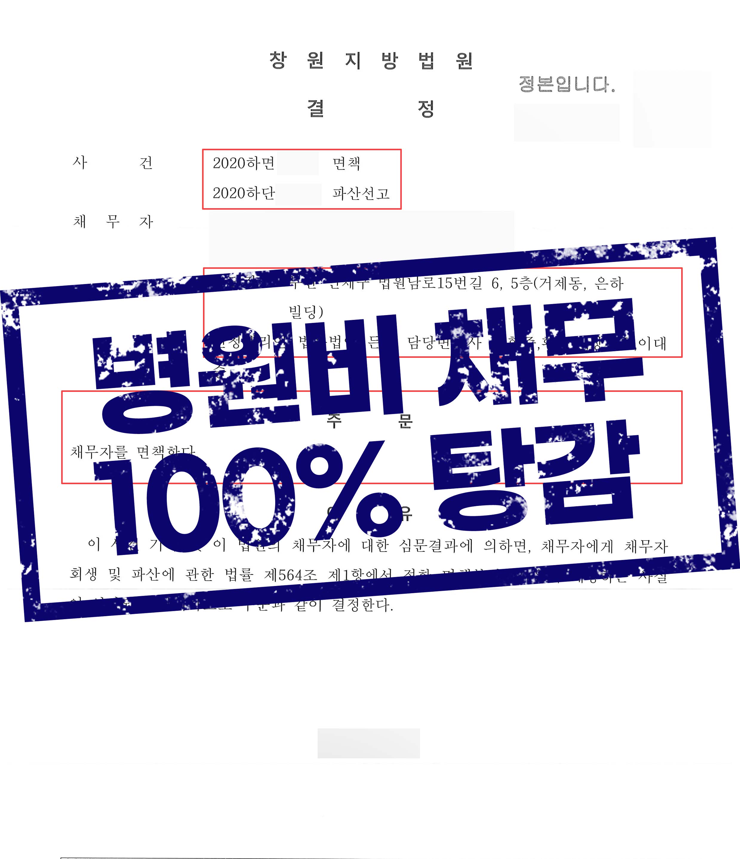 부친 병원비로 인한 빚 100%면책!