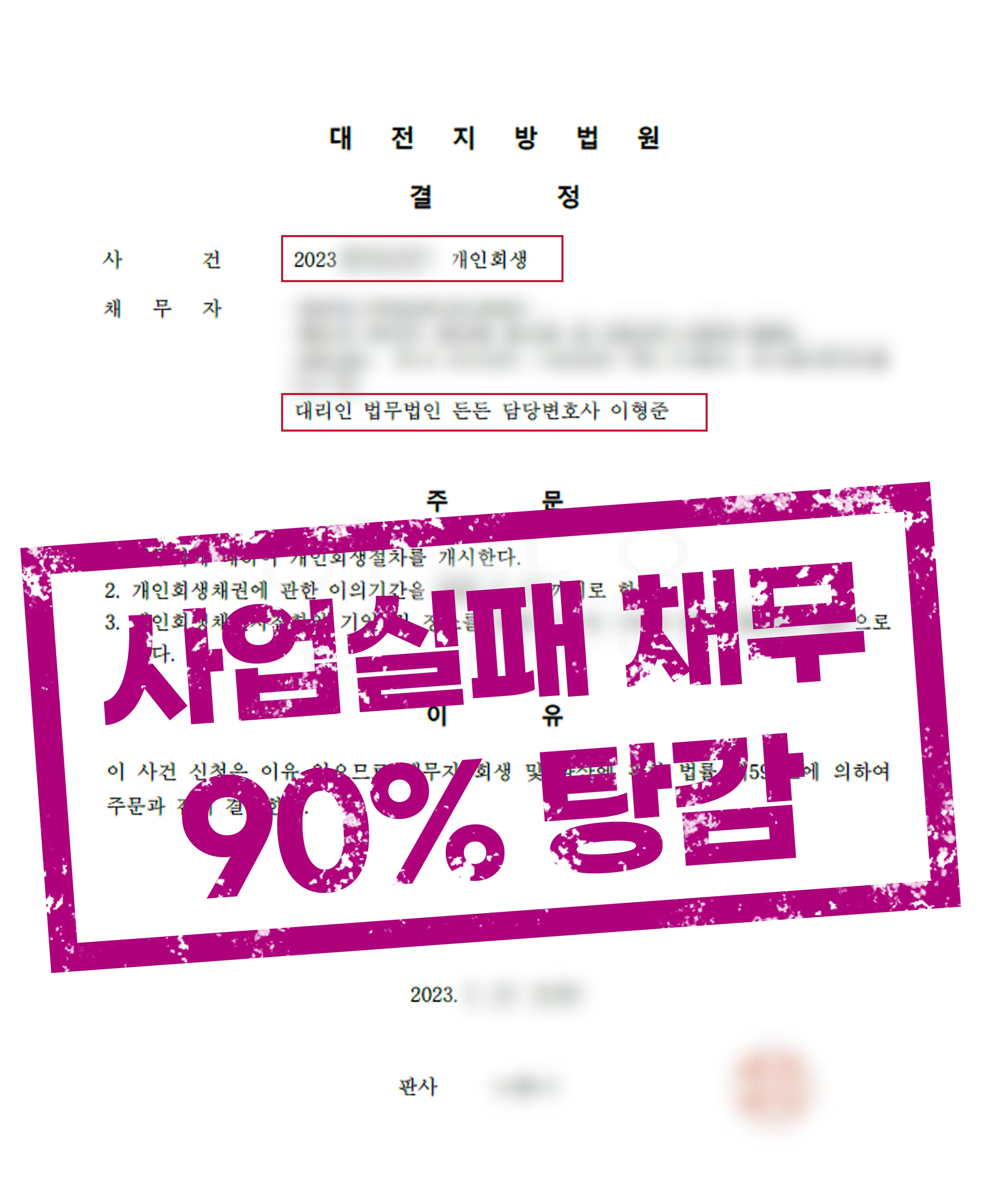 경영악화와 사업실패 개인회생 90% 채무탕감!